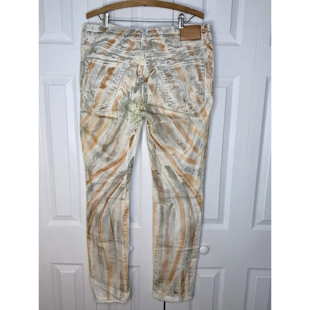 Purple Brand‎ P001 White Brush Stroke Jeans Mens Size 36x31 Slim Fit Distressed